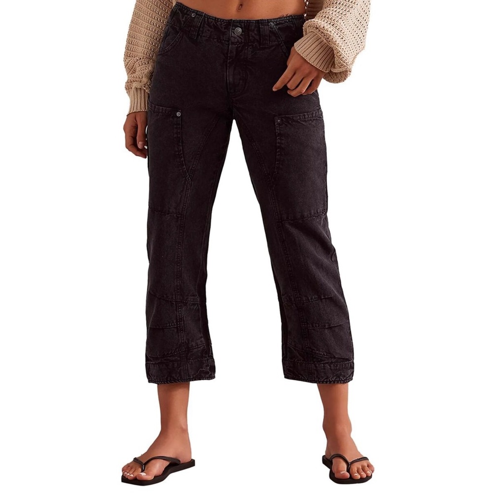 Free People Black Ankle Cropped Jeans